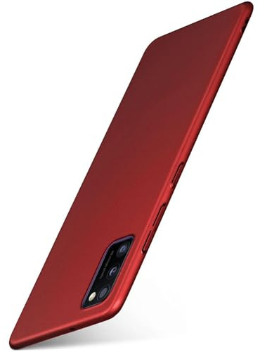 moex für Samsung Galaxy A41 Hülle Ultra Dünn, Schutzhülle mit erhöhtem Kameraschutz, Slim Cover Hardcase Backcover, Dünnste Handyhülle Minimalistisch Alpha Case, Matt Rot