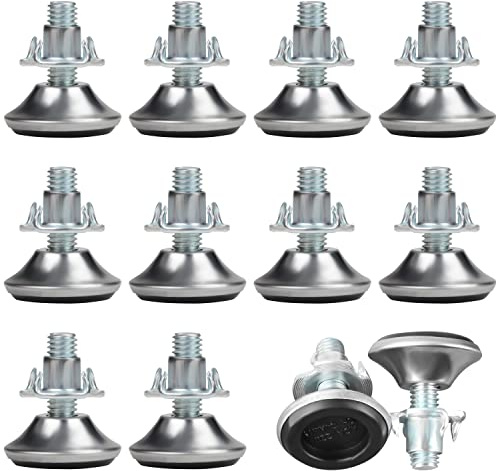 Belle Vous 12-pack med Justerbara M8 x 30 mm Möbelutjämnare - Medeltunga Fotutjämnare i Polyporopen & Inslagsmutter - Möbelfotsjämnare för Bords-, Stols-, Soff- & Sängben i Hem, Kontor & Restaurang