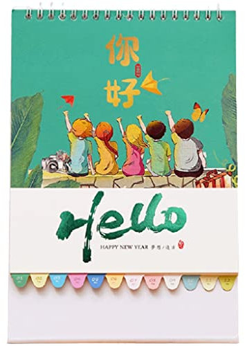 2022 Tischkalender Stehender Flip-Schreibtisch-Kalender 2022 mit dickem Papier, 6,7 x9.9, Twin-Draht-Bindungsschalterkalender, exquisiter Illustrationsdesign Desktop-Verzierung ( Color : Type-B )