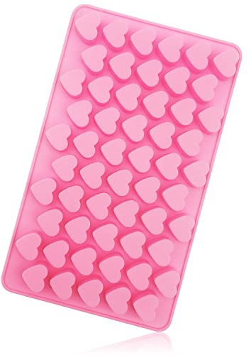 Heart Shaped Silicone Mould, 55 Heart Sweet Mould,Wax Melts Mold for Love DIY Baking Cake Food Chocolate Jelly Mini Soap Candy Molds for Christmas Valentine's Day Y6-XXBM (Pink)