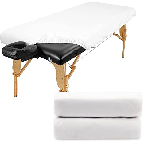 Luriseminger 2 Bezüge für Massageliege ohne Loch 70x190 cm, wasserdicht | Mit Gesichtsaussparung, weicher Strickoberfläche, wasserdichter Rückseite und Rundumgummizug, für Polster bis 12 cm