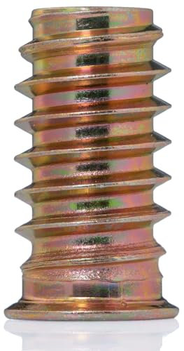 YoiYee Wood Furniture M8 x 30 mm Threaded Insert Nuts Interface Hex Socket Drive Zinc Yellow Passivated - 12 Pack