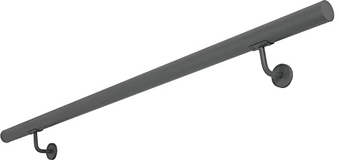 Handlauf Treppengeländer aus Edelstahl Geländer Wandhandlauf Brüstung V2Aox | 60 cm, Anthrazit, Durchmesser: 4,2 cm, Rostfrei & Wetterfest, Inklusive Montagematerial, Halter