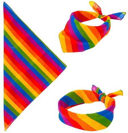 NET TOYS Auffälliges Bandana mit Regenbogen-Farben - Bunt - Ausgefallenes Party-Accessoire Buntes Rainbow Hippie Haarband