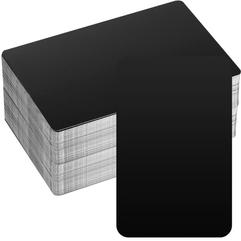 Metall Visitenkarten,60 Stück Schwarze karten,Metall Visitenkarten Rohlinge Karten,Wasserdichte Aluminiumlegierung Visitenkarte für Business,Büro (60 x Schwarz)