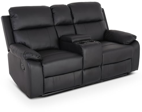 Raburg Flix Fernsehsessel, Kunstleder, mechanisch, Liegefunktion, Schwarz | manuelle Relaxfunktion, Taschenfederkern, Komfort-Polsterung, Easy-Lift, Belastbarkeit ca. 150 kg, für 2 Personen