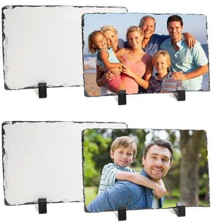 Kufutee 4 x personalisierter Bilderrahmen, personalisierter Foto-Gedenkstein mit Präsentationsständer, Fels-Fototafel für Sie/Ihn (rechteckig, 20 x 30 cm)
