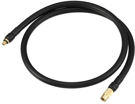Motoforti Adattatore universale per pompa d'aria per pneumatici, prolunga per valvola di gonfiaggio, lunghezza 80 cm, rame e gomma, colore nero