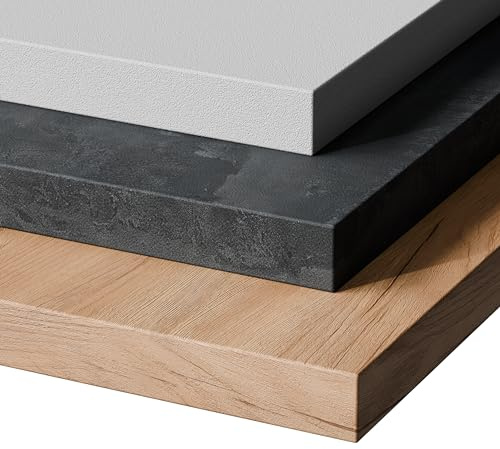 Planetmöbel STILO Tischplatte 120 x 80 Schreibtischplatte | geeignet, höhenverstellbare Schreibtische, Esstisch, 32 mm Double Up, weiß grau