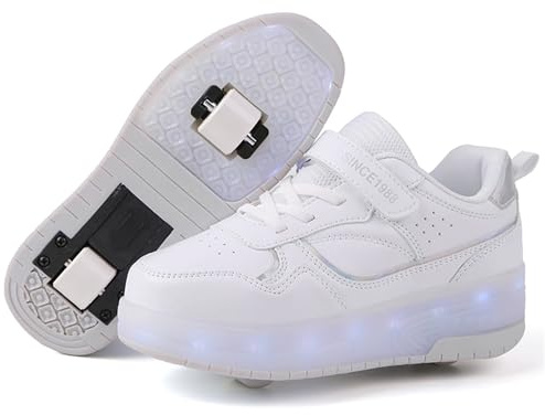 Schuhe mit Rollen für mädchen Jungen Verstellbare Rollschuhe Schuhe Einziehbar Turnschuhe mit Rollen für Kinder LED Blinkend Roller Skate Shoes für Outdoor-Sportarten