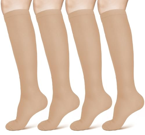 ACWOO Kompressionsstrümpfe für Damen Herren, 2 Paar Stützstrümpfe Medizinisch Kompressionssocken mit 15-20 Mmhg Thrombosestrümpfe, Compression Socks für Laufen, Sport, Flug, Radsport(Hautfarbe S/M)