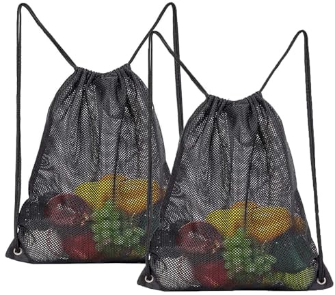 Jay & CR Net Bags 2 Pack - 35X45CM Mesh Drawstring Bags for Gym/Laundry/Travel/Swimming