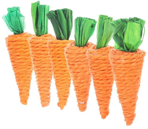 Milisten 6Pcs Straw Radish Chew Toys for Hamsters and Rabbits Natural Grass Molar Toys for Dental Care and Active Play