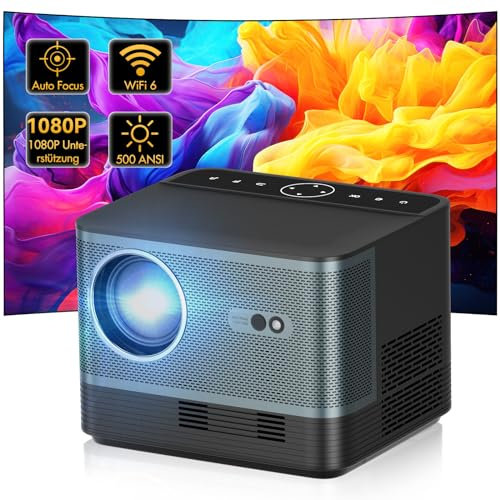 Smart Projektor Autofokus/Trapezkorrektur 12000 Lumen WiFi6 Bluetooth Full HD 1080P LEDProjektor Unterstützt 4K 150Inch Heimkino Videoprojektor für iOS/Android Handy/TV Stick/Lapto