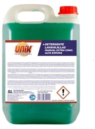 Detergente Lavavajillas Manual Extra Concentrado 5 L. Unik. Caja 2 botellas