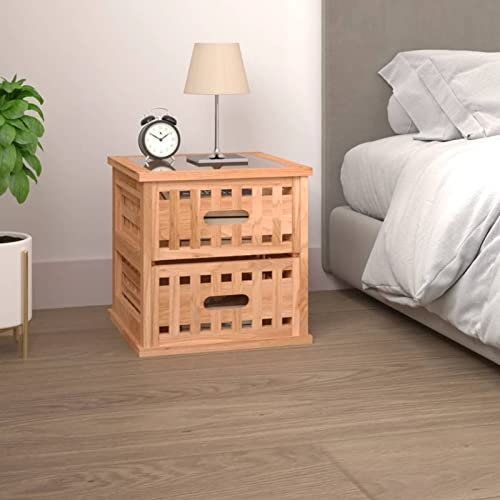 BaraSh Nachttisch Night Stand Nachttischschrank Beistelltisch Bedside Table Nachtschrank 34x34x34 cm Massivholz Nussbaum