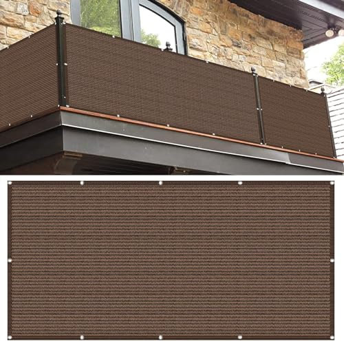 Balkon Sichtschutz 80 x 300 cm HDPE Atmungsaktiv Balkonverkleidung Balkonblende Reißfest, mit Ösen Kabelbinder Sichtschutz für Balkon Terrasse, Braun
