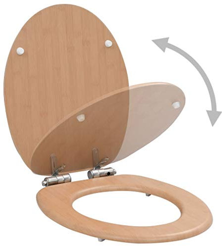 ZEYUAN Toilettensitze 2 STK. mit Soft-Close-Deckel MDF Bambus-Design, Klodeckel, Toilettendeckel, Wc Sitz, Klobrille, Wc Deckel, Toilettenbrille,