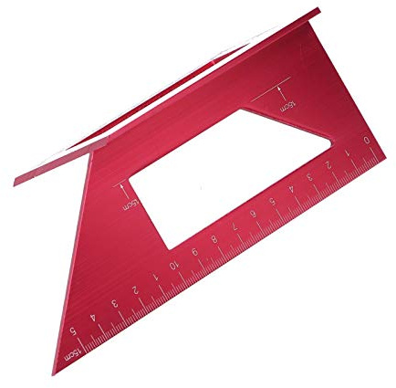 Multi Angle Measuring Ruler, Right Angle Ruler 3D Mitre Degree Measuring Tool 45/90 Degree T Angle Gauge Straight Ruler Angle Ruler Woodworking Square Protractor (Red)