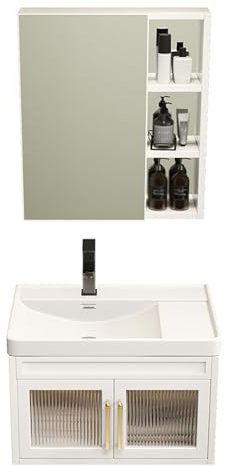 Badezimmer-Eckwaschbecken Mit Unterschrank, Eckwaschbecken Mit Unterschrank, Gäste-WC Waschtisch, Waschbecken Set for Kleine Räume, für Kleine Garderoben und Badezimmer(60.5 * 44 * 44cm)