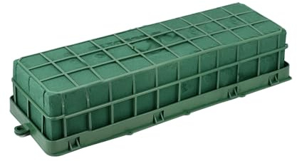 Nass Steckschaum Ziegel 50x12x9cm mit Gitter geschlossen unten - für Profi Floristen & Hobby Bastler - Frischblumen Steckschwamm - Blumen Steckmasse - Floristik Zubehör & Floristikbedarf - Grün