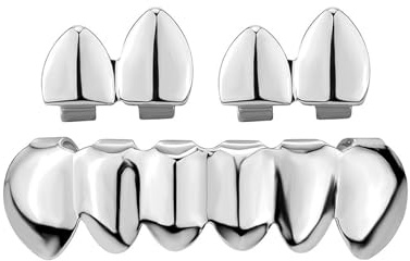 BHFYOB Ensemble de grillz unisexe Bling pour dents HipHop, brillant, en alliage, pour le haut et le bas, couverts de charme à la mode