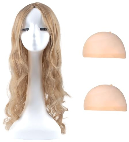 AYNKH 27 Zoll lange synthetische Perücke, gewellt, blond, für Frauen und Mädchen, blond, lockig, Kostüm, Perücke, für Cosplay, Party, täglicher Gebrauch, robust