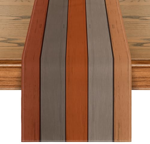 Artoid Mode Orange Planken Antik Alt Rustikal Holz Herbst Tischläufer, Saisonnal Küche Tisch Dekoration Drinnen Urlaub Party Dekor 40x180 cm