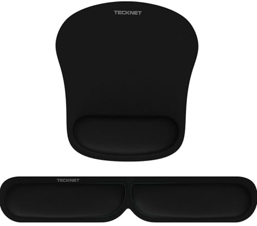 TECKNET Mauspad mit Handauflage & Ergonomisches Handgelenkauflage Set | Ergonomischer Memory-Schaum, Faltbar & Tragbar, Wasserdicht, Rutschfeste Gummibasis, Für Büro Gaming Reisen