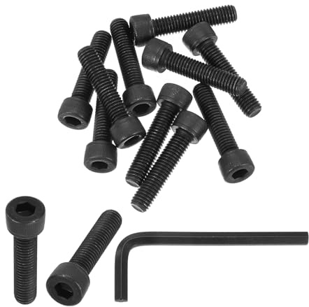 PATIKIL 10 Stück Kohlenstoffstahl Zylinderschrauben mit Innensechskant Schrauben M8 x 35mm, Vollgewinde Zylinderkopfschrauben Set mit Sechskantschlüssel für Mechanische Auto Möbel, Schwarz