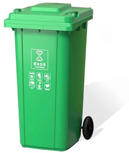 UCKYSU Contenedor Basura Plástico Con Ruedas For Garaje Cuerpo Engrosado Ruedas Reforzadas Contenedor Basura Industrial Móvil Alta Resistencia Fácil Limpiar Mover(Green,120L)