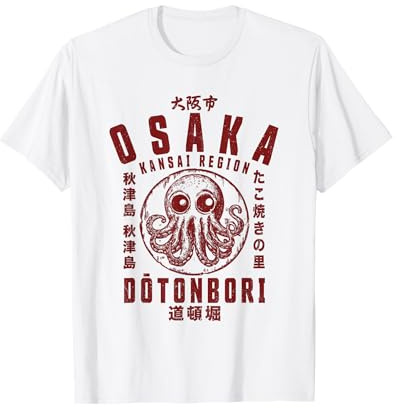 Osaka Japon Takoyaki Dotonbori Octopus Graphique Japonais T-Shirt
