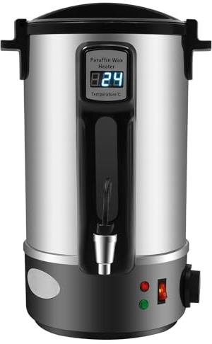CHIMHOON Fondeur de cire électrique en acier inoxydable, 8 l, 1100 W, pour bougies avec affichage numérique LED, température réglable de 30 à 100 °C, pour la fabrication de bougies, aromathérapie