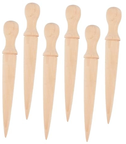 GALPADA 6pcs Garden Hole Punchers Wooden Handled Gardening Tool for Easy Planting Digging Comfortable Grip for Extended Use Essential Soil Digger for Gardeners