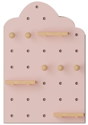 Kit di pannelli forati in legno rosa da parete, 60 x 80 cm, pannello portaoggetti per casa, ufficio, garage, attrezzi artigianali e porta accessori, arredamento elegante e funzionale