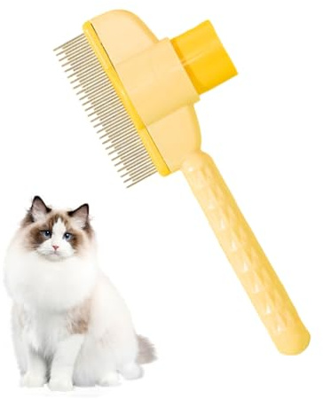 Selbstreinigende Haustierbürste - Fellblitz Bürste Selbstreinigender | Flohkamm Katzenbürste | Auslöseknopf Fellpflege Bürste | Flohkamm Haustierbürste | Haustierhaarentfernung Hundebräuung