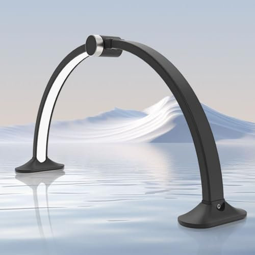 Dalumian Plegable Lámpara de Escritorio de Uñas de Media Luna, Lámpara de uñas arqueada con pantalla HD, Ajuste del botón táctil Luz LED de Pestañas de 29.5 Pulgadas y 40 W, 3000K‑6000K(Black)