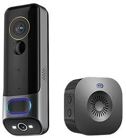 AMRTTWY Interphone. Sonnette vidéo Intelligente sans Fil, caméra 2K, Sonnette, interphone, téléphone, Wi-FI, Double Objectif, Audio bidirectionnel .Interphone vidéo