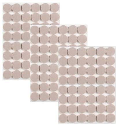 Leucasa 144 Stück Filzgleiter Selbstklebend 15mm Filzgleiter für Stühle Möbelgleiter 5mm Dicke für Möbelfüße, Stuhlbeine, zum Schutz von Hartholzböden
