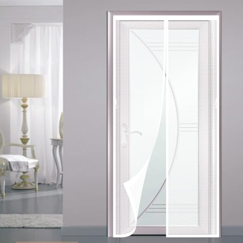 Moustiquaire Baie Vitree 89 x 120 cm Maille Ultrarésistante, Fermeture Automatique, Garde L'Air Frais à L'Intérieur Moustiquaire Porte Fenetre pour Cuisine Salon, Blanc