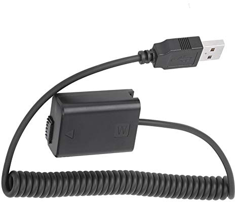Tbest Batería Ficticia de Decodificador USB a FW50 Compatible con A7 A7II A7R A7S A7RII Fuente de Alimentación Externa de Plástico Negro 1pcs