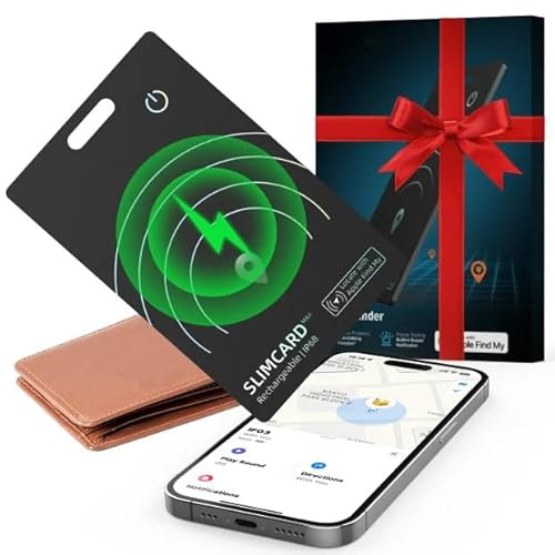 Wallet Tracker Card [Apple MFi Certified], Slim Finder Card Works with Apple Find My (iOS Only), Bluetooth Item Finder for Luggage, Passports, Phone Finder, Reusable, Rechargeable Battery, 1-Pack