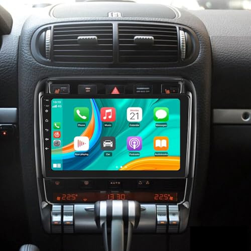 Surakey Car Stereo Radio for Porsche Cayenne 2002-2010 Android 13 for CarPlay Wireless Android Auto GPS Navigation Bluetooth WiFi FM/RDS SWC + 4Led Backup Cam Microphone 9 inch