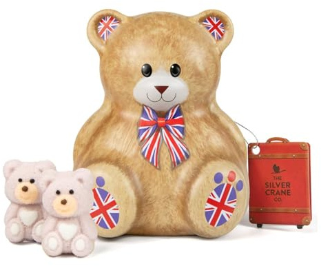 British Bear - British Gifts Collectible Bear Tin with Marshmallow Sweets, Playful Souvenirs Gift Idea - Treats Gift Box, Novelty, Unique Thank You Teacher Gifts for Men & Women