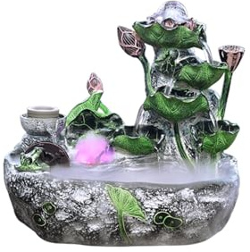 MENGLI-2024 Zimmerbrunnen Tischbrunnen Lotus Feng Shui Rad Indoor Zirkulierende Wasser Ornamente(Klein)