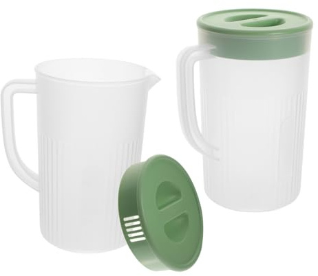 TOYANDONA 2 pezzi Brocca d Acqua Plastica con Coperchio per Frigorifero Resistente al Calore Versamento Fluido Trasparente per Tè Limonata e Bevande Fredde Grande Capacità per Uso Domestico