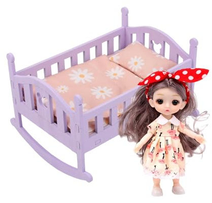 Zunishaone Puppenwiege | Interaktive Möbel | Puppenwiege Für Mädchen Kinder,Kinderzimmer Mädchen Geschenk Geburtstag Indoor Aktivitäten Kindergarten