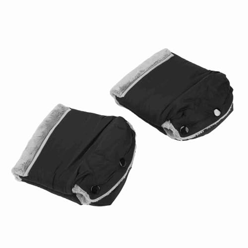 SIXRUN Winter-Frostschutz-Handwärmer für Kinderwagen, Dick, Flauschig, 2 Stück, Winddicht, für Erwachsene, Kinderwagen-Handwärmer (BLACK)
