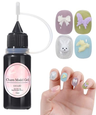 Fruusv Gel Modelage Transparent à Ongles | 10 ML Transparent, Adhésif de Modelage à l'Effet Charmant | Gel 3D pour Ongles Non Collant,Pour Extension, Peinture, Couleurs, Gemme, Paillettes