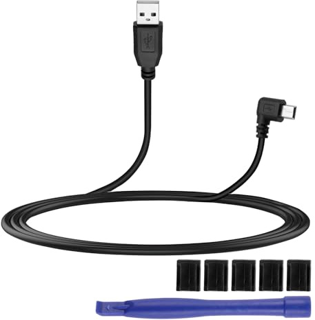 Ucfalfo Mini USB Cable 3.5m, 90° Right Angle Dash Cam Cable with Pure Copper Wires, 3.5mm USB to Mini USB Power Only Cord for Dash Cams, MP3/4, Gps Navigators and Car Installations.（Right Angle）